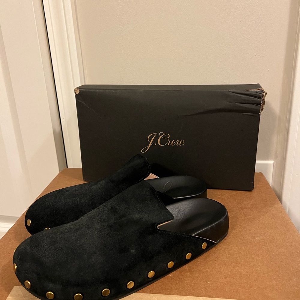 J. Crew Pacific Studded Clogs in Black Suede - Picture 3 of 7